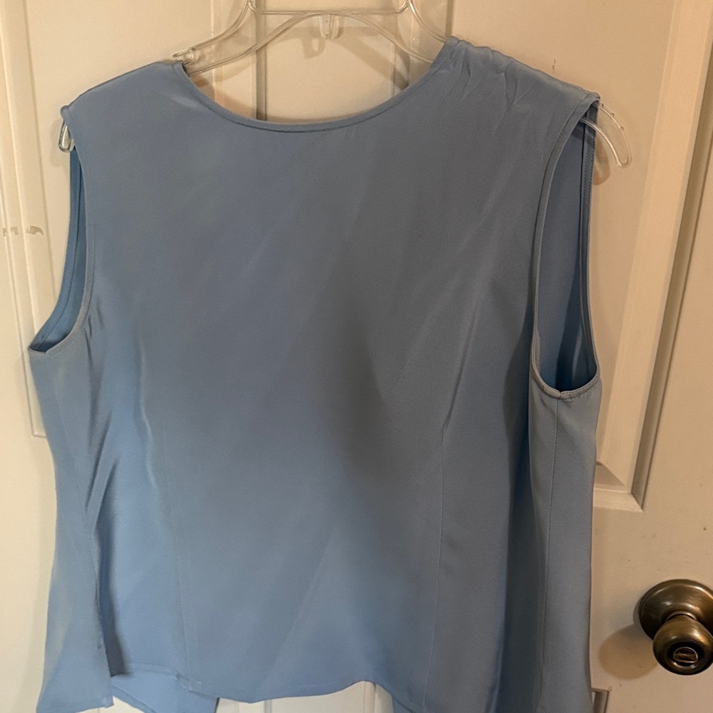 Elegant Sky Blue Sleeveless Blouse